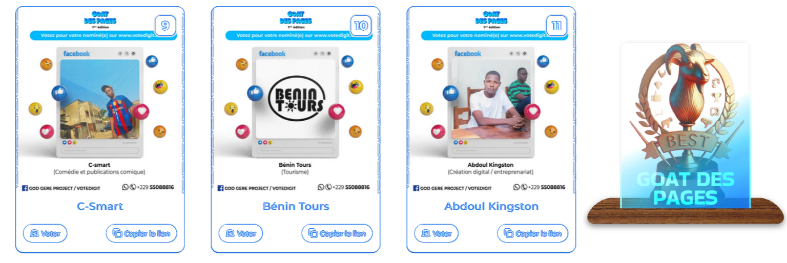 Participant pr&eacute;s&eacute;lectionn&eacute; pour la finale du GOAT des Pages au B&eacute;nin